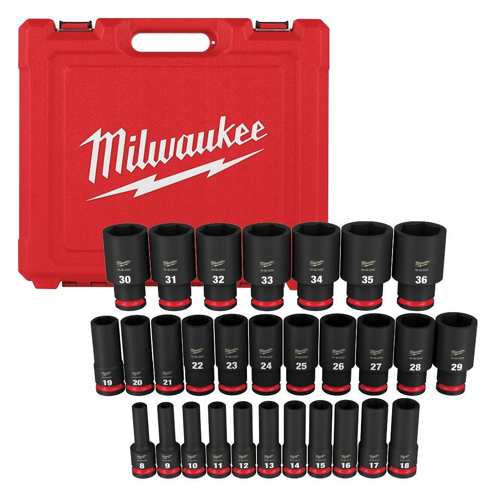 milwaukee impact socket set 1/2 in drive metric 6 point hand tool (29-piece) gallery