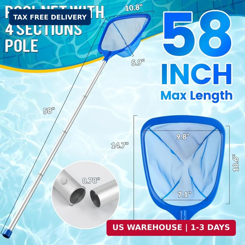 Pool Skimmer Net, Deep Pool Leaf Net with Reinforced Frame, Large Capacity Rake gallery