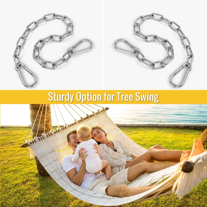 2 Pack 30 Inch Swing Extension Chains Carabiners Heavy Duty 440LB Metal Hanging gallery