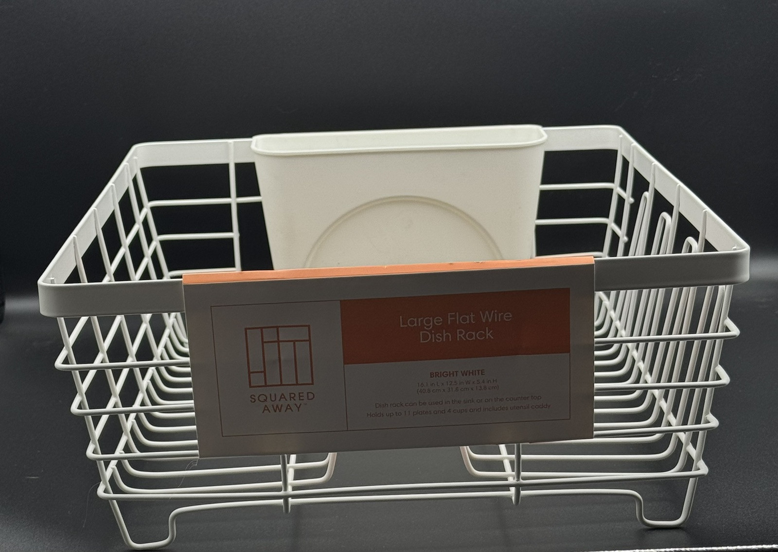 Large Flat Wire Dish Rack By Bed Bath & Beyond Squared Away 16.1x12.5x5.4 Inches gallery