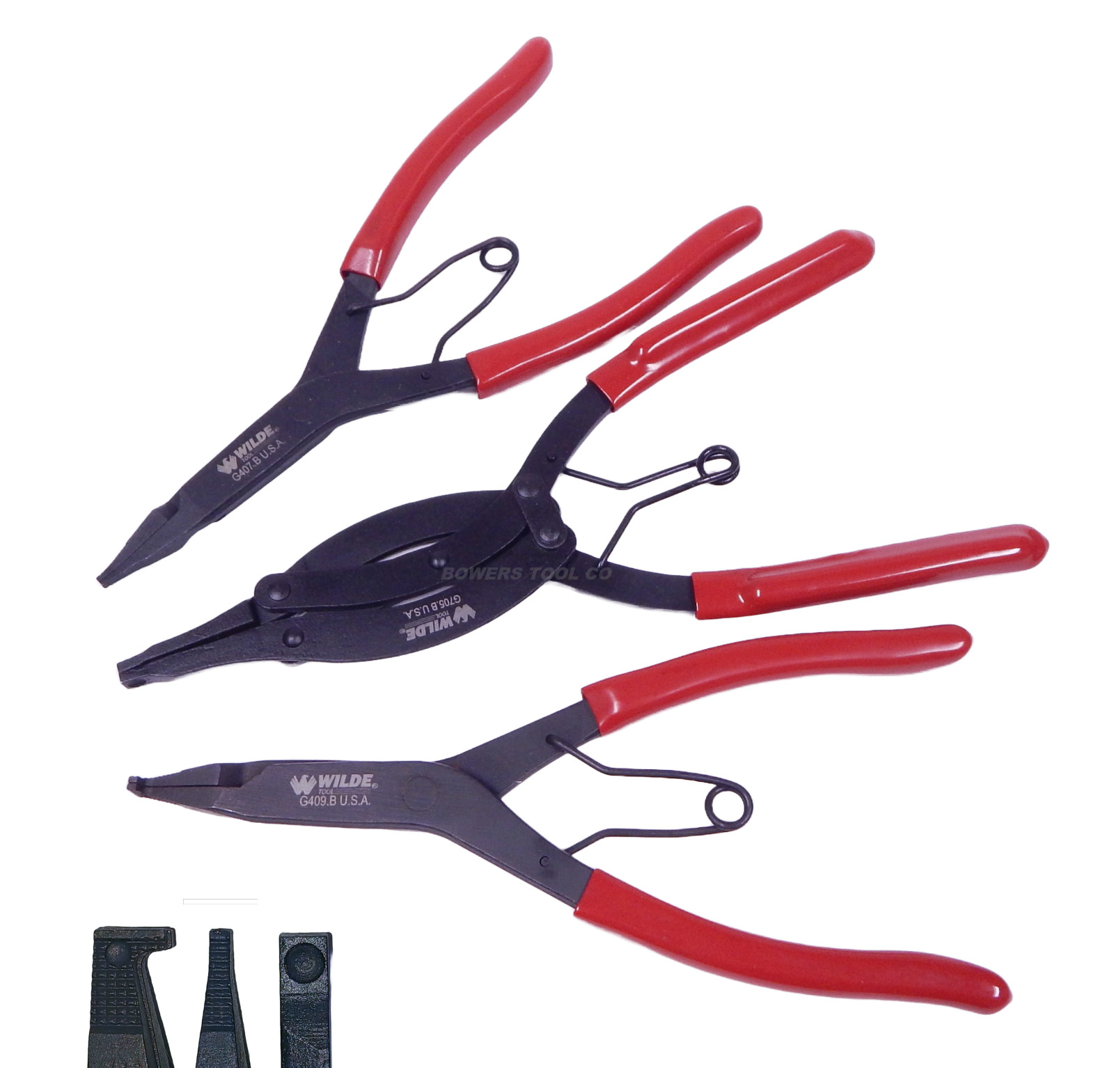 Wilde 3pc Lock Ring Pliers Set Compound Right Angle 90 Straight Black Oxide USA gallery