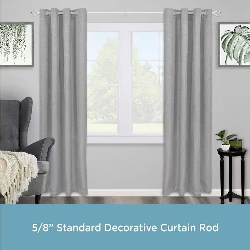 Cage 48 In. - 86 In. Adjustable Single Curtain Rod 5/8 In. Diameter in Brushed N gallery