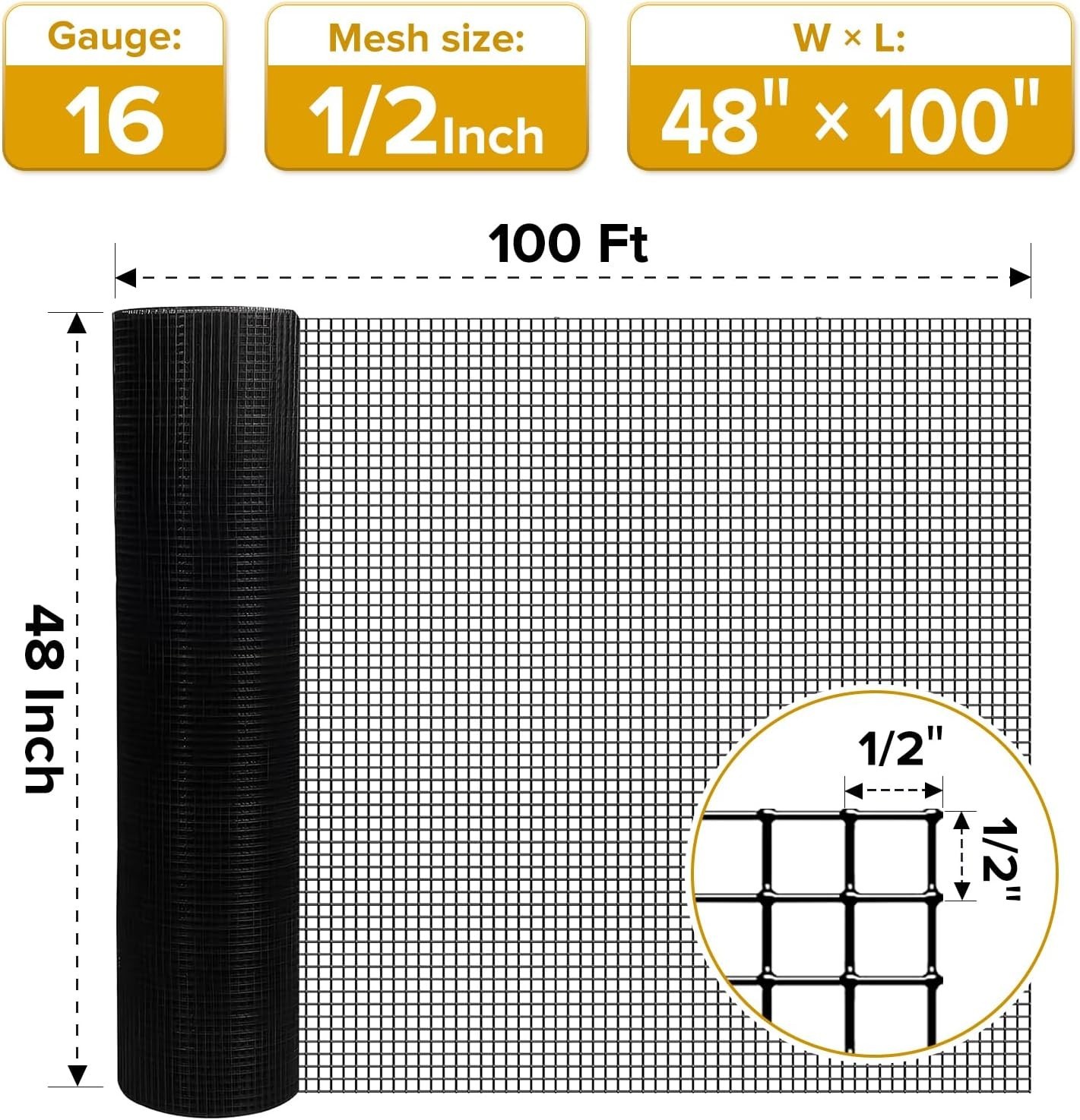 48" x 100 ft Vinyl Coated Hardware Cloth, 16 Gauge 1/2 inch PVC Welded Wire Fenc gallery