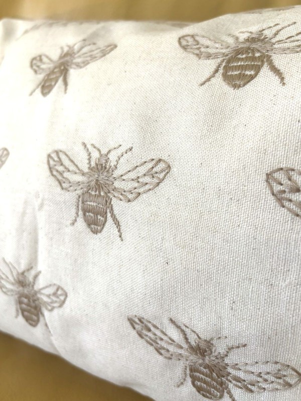 2 Sizes Off-White Beige Taupe Rustic Farmhouse Embroidered Bee Pillow Cover New gallery