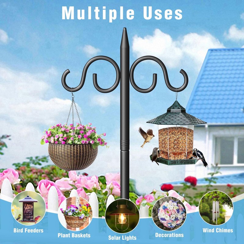 Double Shepherds Hooks for Outdoor, 108 Inch Heavy Duty Bird Feeder Pole with... gallery