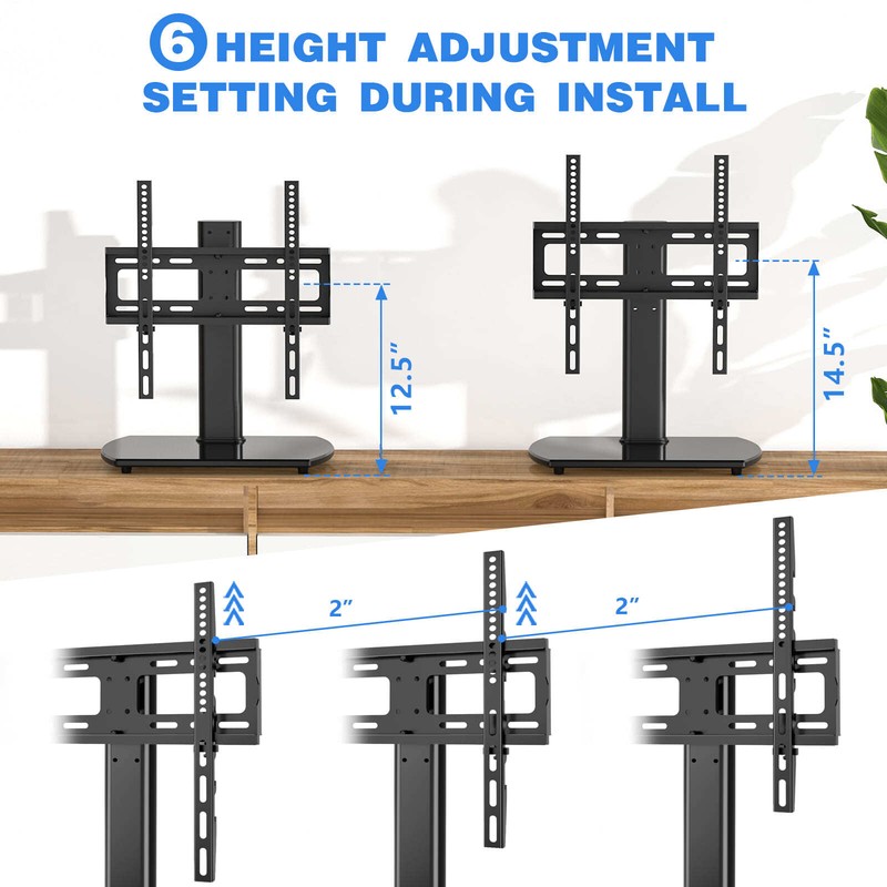 Universal Adjustable Tabletop TV Stand with Swivel Mount for 27-55 inch Flat TVs gallery