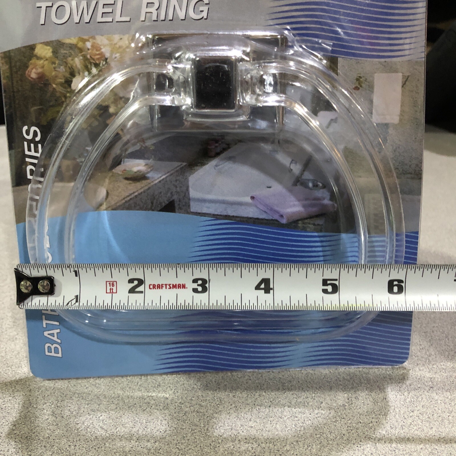CHROME Metal & Clear Plastic Acrylic Lucite Towel Ring Bar Holder Rack Stirrup gallery