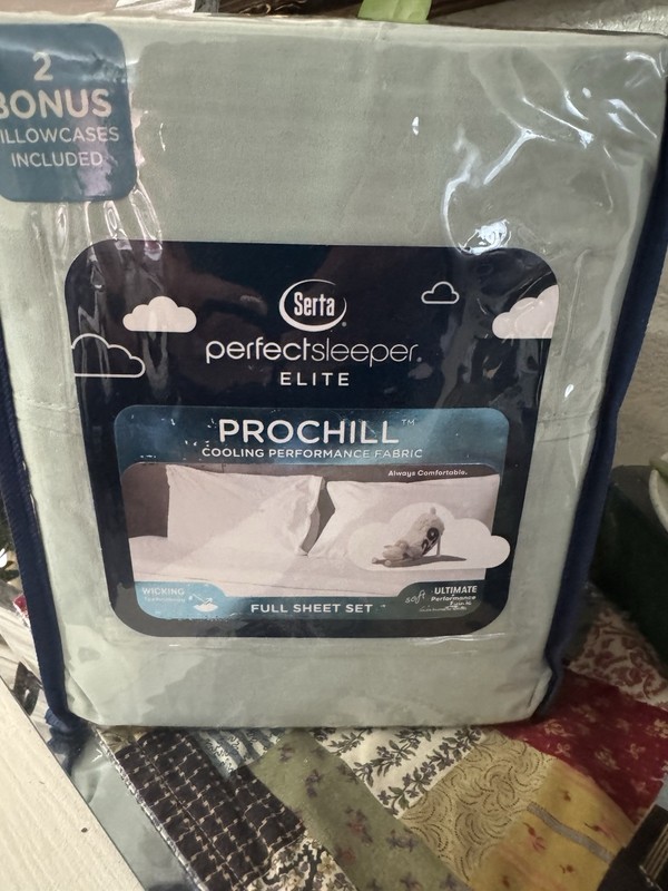 6 Pc FULL Serta Perfect Sleeper Elite Prochill Cooling Fabric Sheet Set Sage NEW gallery