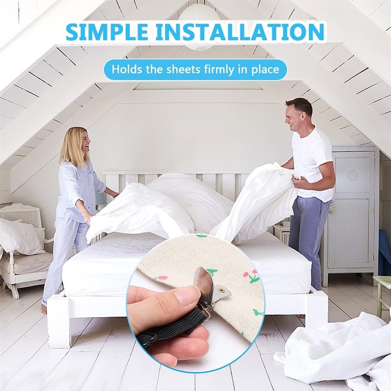 Bed Sheet Fasteners Adjustable Elastic Sheet Holder Clips Set gallery