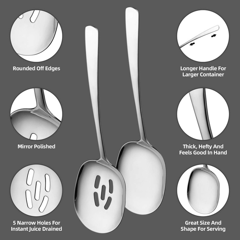 Extra Large Serving Spoons Set, 12 Inch Slotted Spoon and Serving Spoon, Premium gallery