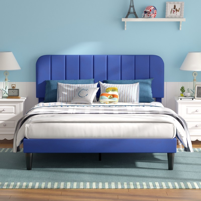 VECELO Upholstered Bed Frame with Headboard Twin/Full/Queen Mattress Foundation gallery
