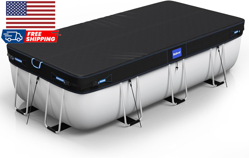 12X24 Ft Rectangular Pool Cover with Reflective Strips for above Ground Pool gallery