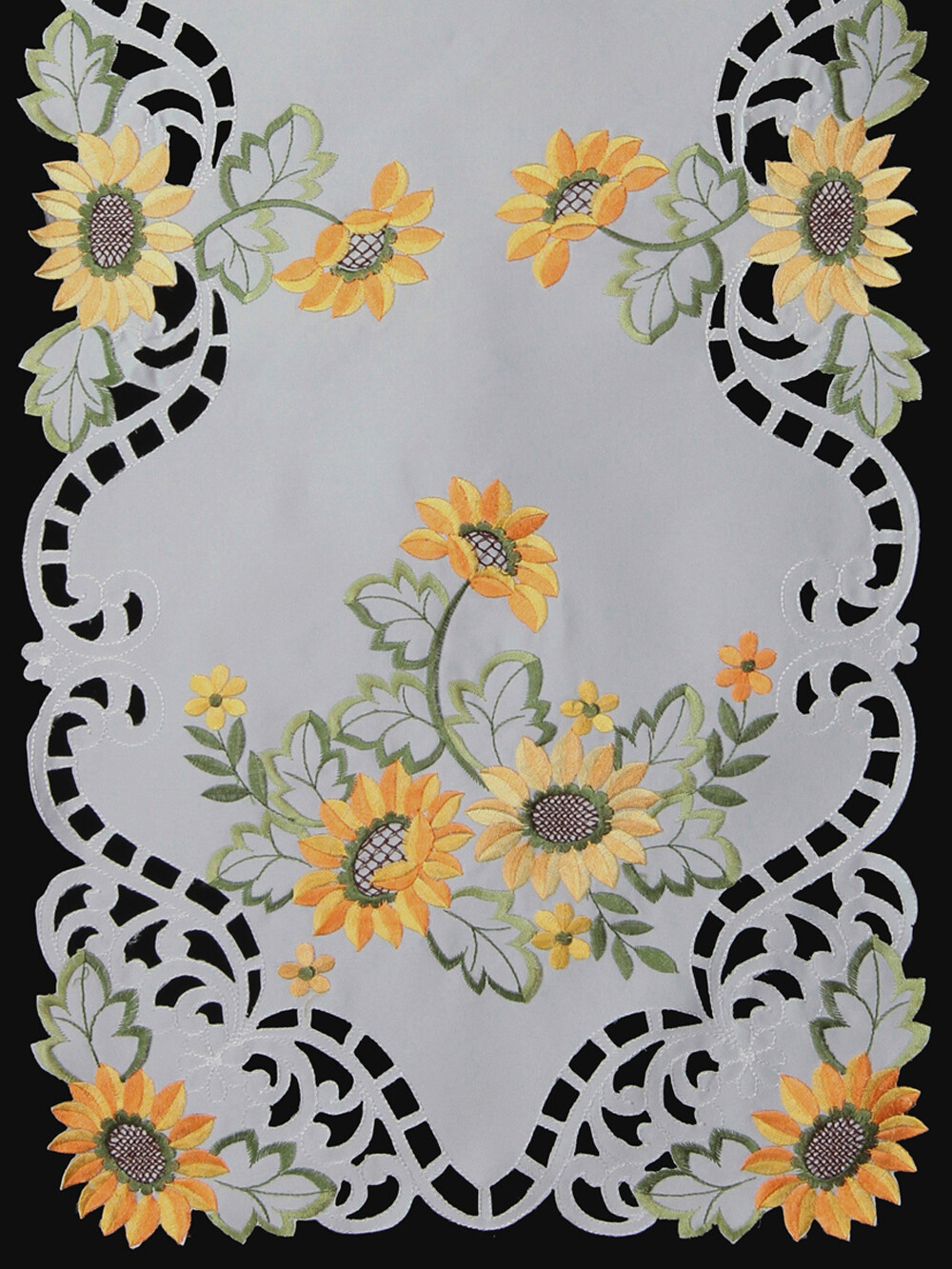 Embroidered Sunflower Cutwork Placemat Table Runner Tablecloth Topper White 6725 gallery