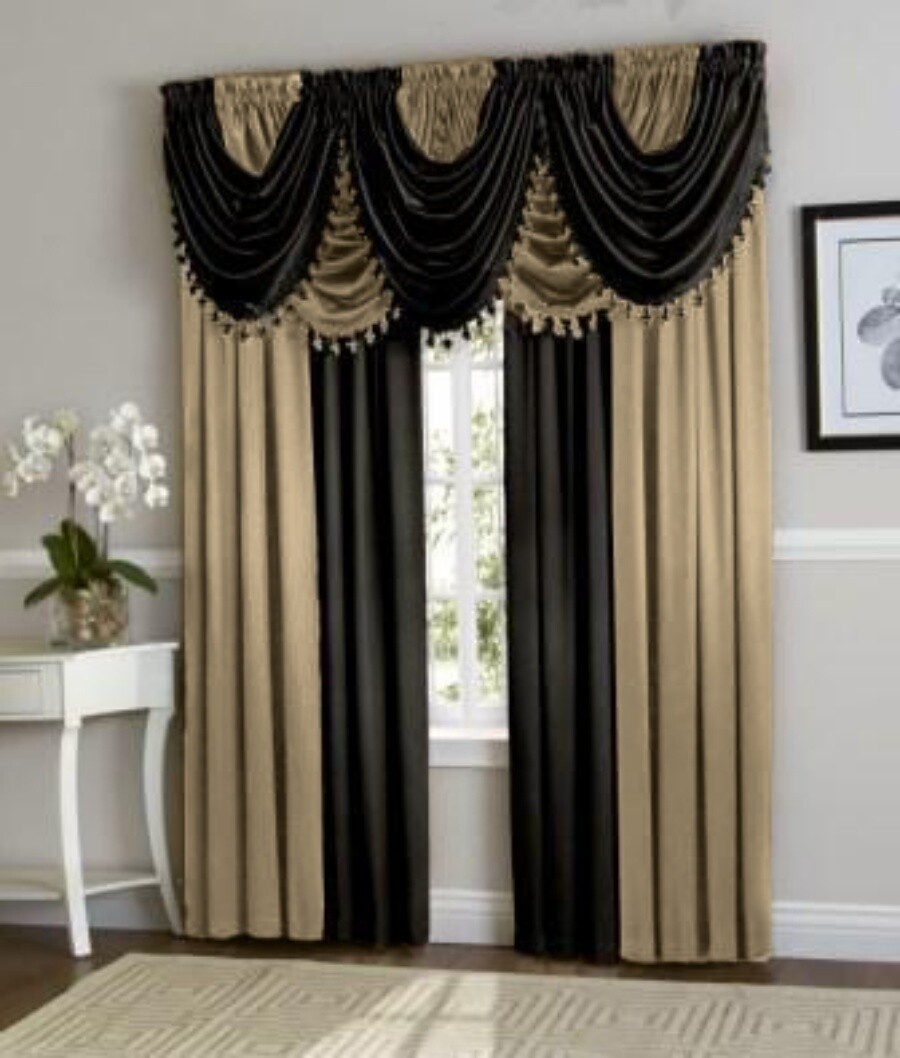 9PC SET SILK LINEN ROOM PANEL WITH VALANCE WINDOW CURTAIN DRAPE TREATMENT 84"L gallery