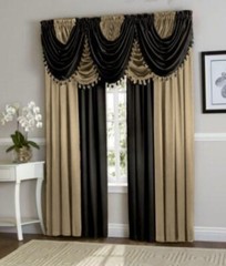 9PC SET SILK LINEN ROOM PANEL WITH VALANCE WINDOW CURTAIN DRAPE TREATMENT 84″L