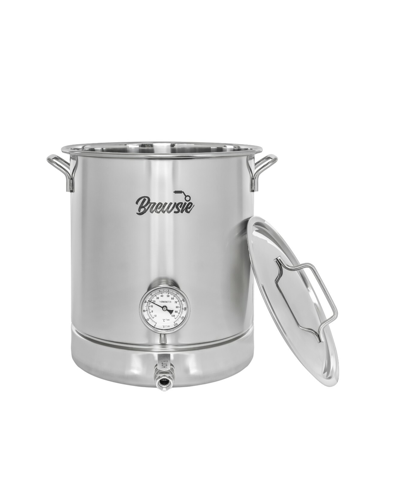 BREWSIE Stainless Steel Home Brew Kettle Thermometer, Ball Valve, Mash Tun gallery