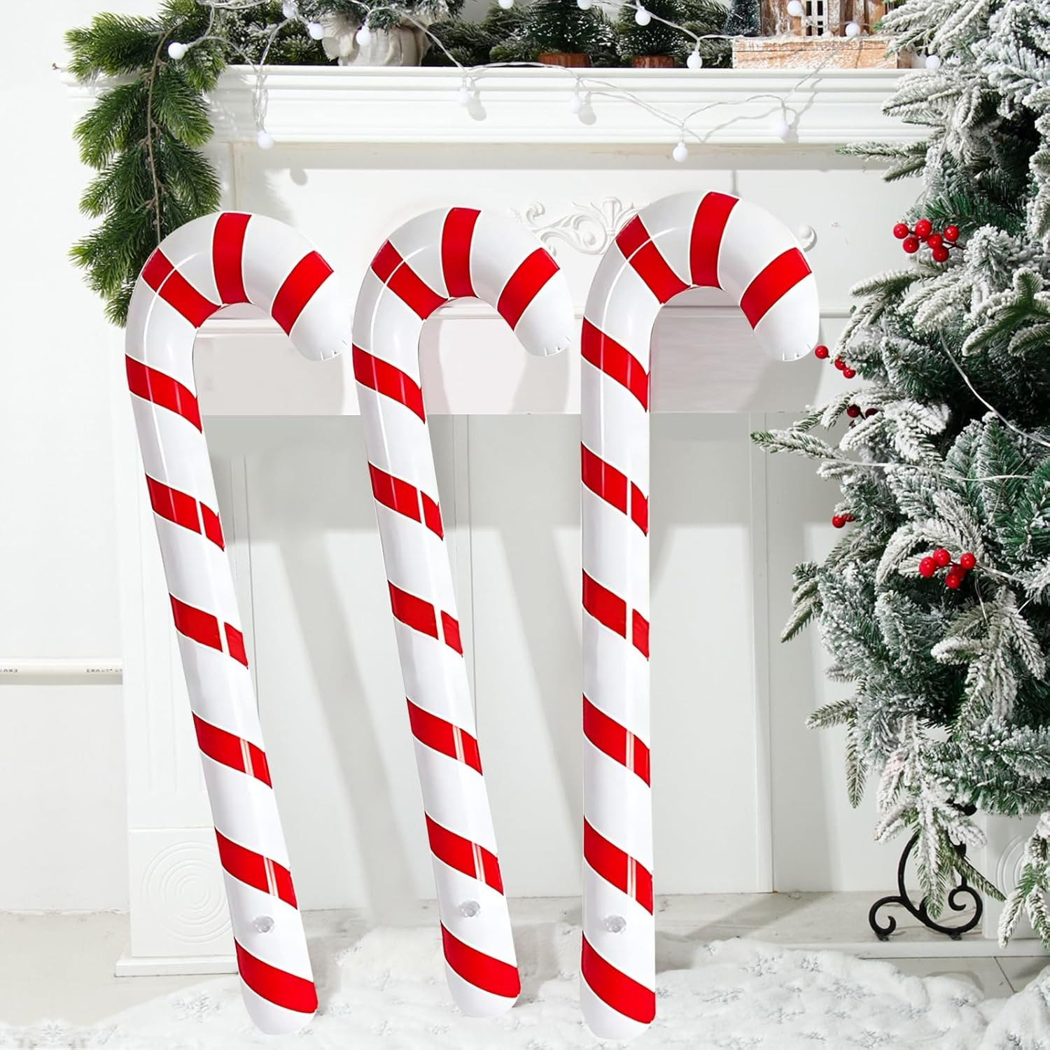 3Pcs 35 Inch Inflatable Christmas Candy Cane for Christmas Decorations, Outdoor gallery