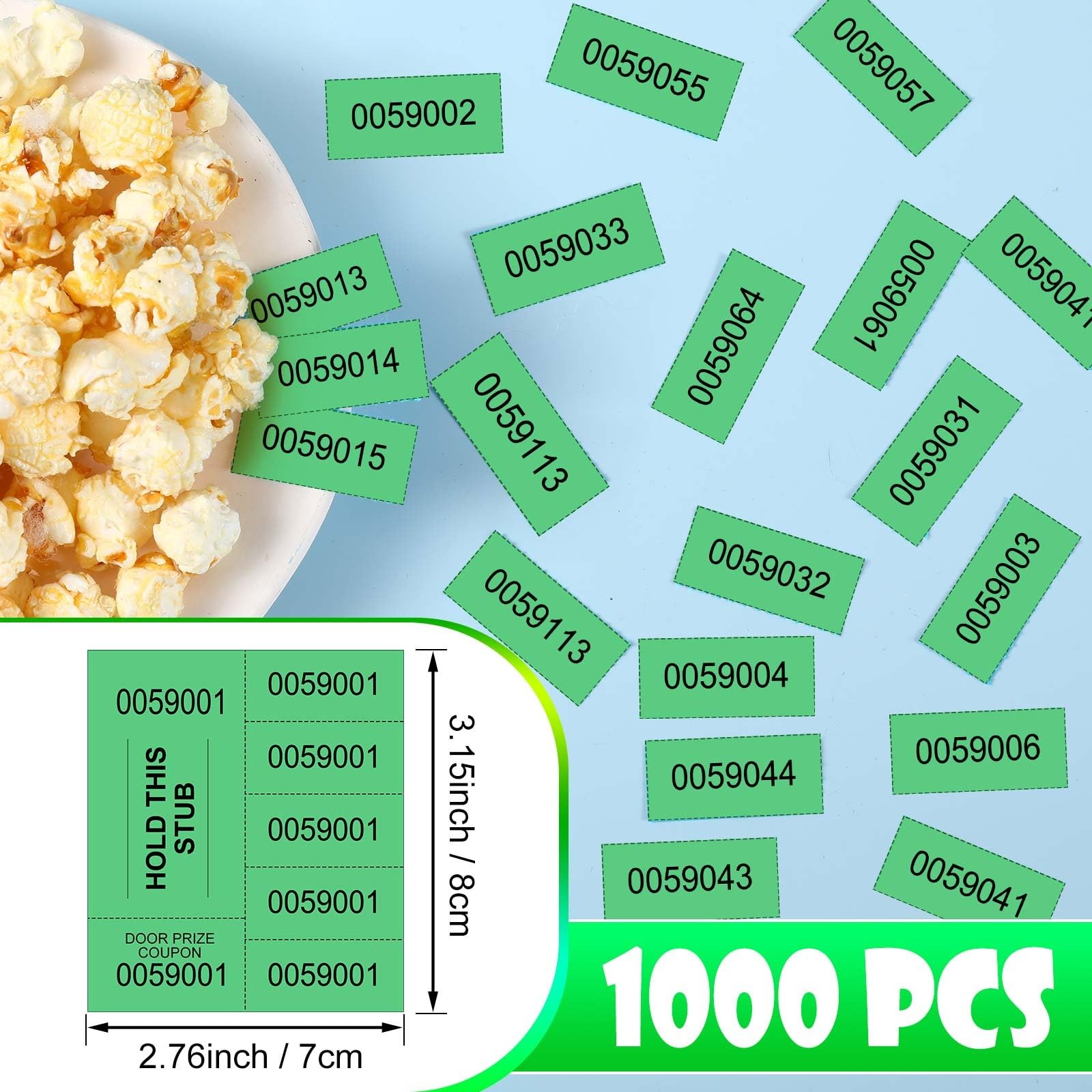 1000 PCS 5 Bid Raffle Ticket Numbers Auction Tickets Events Church Green gallery