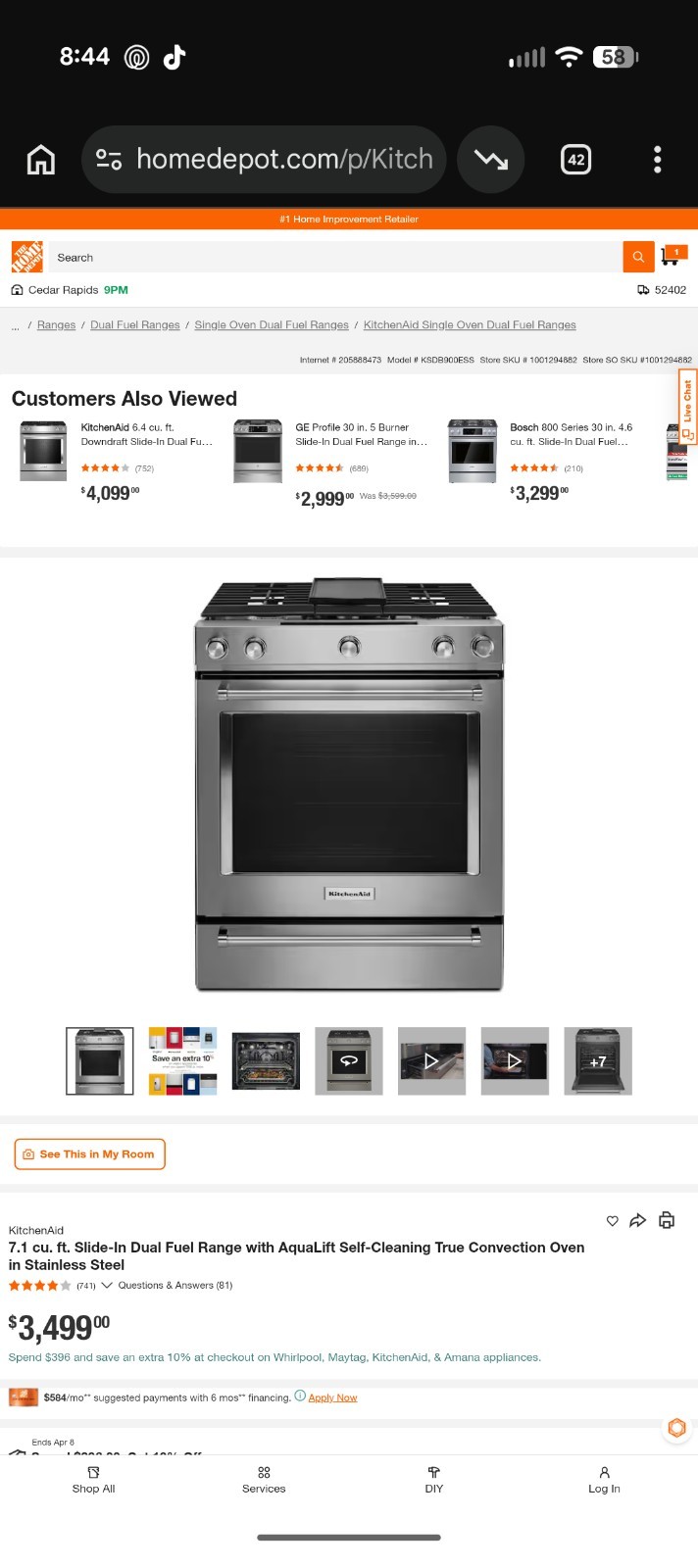 KitchenAid 30 in. 5-Burner Dual Fuel Range w/ Baking Drawer. ( make offer) gallery