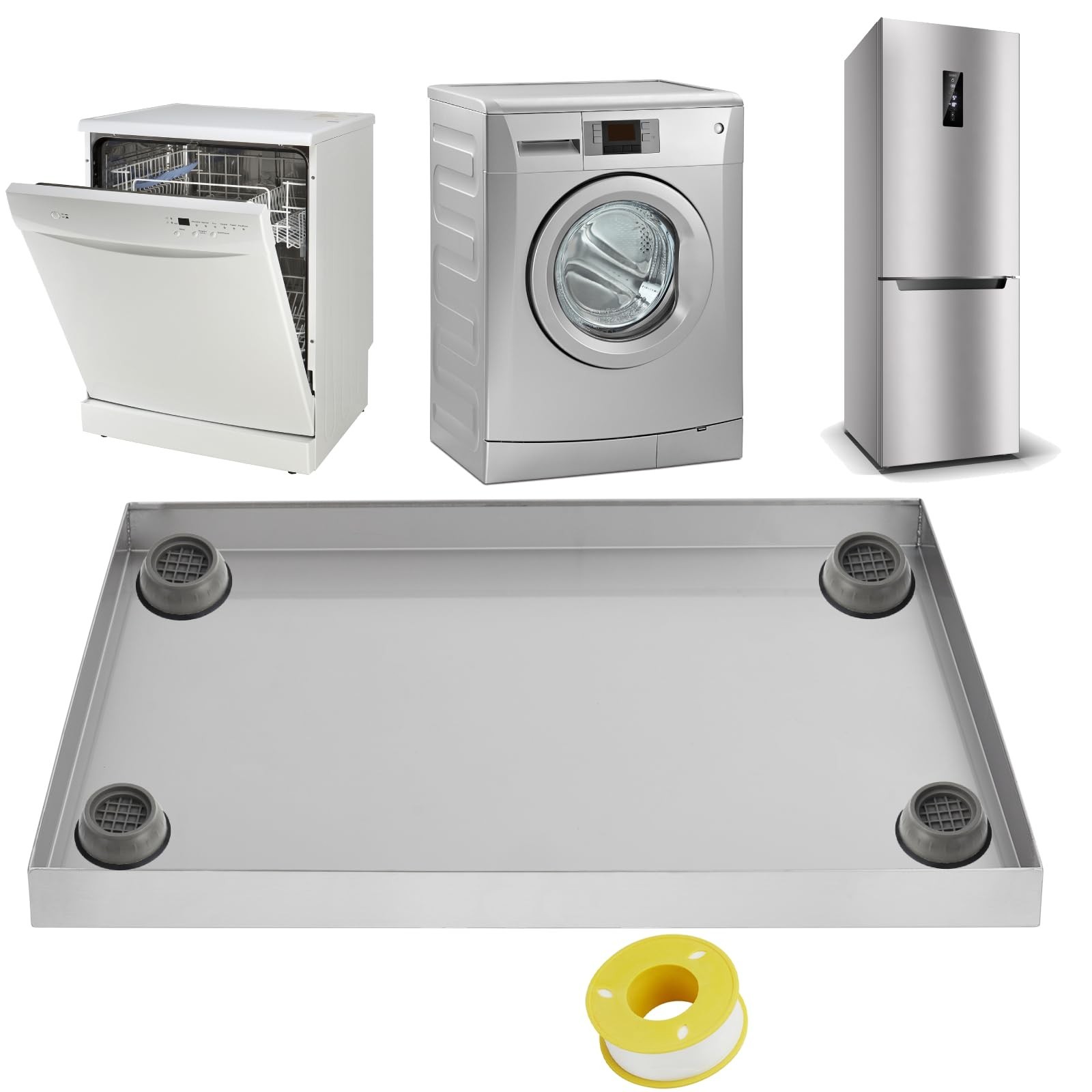 24/27/28/36 in Washing Machine Pan Under Washer Tray Drip Drain Stainless Steel gallery