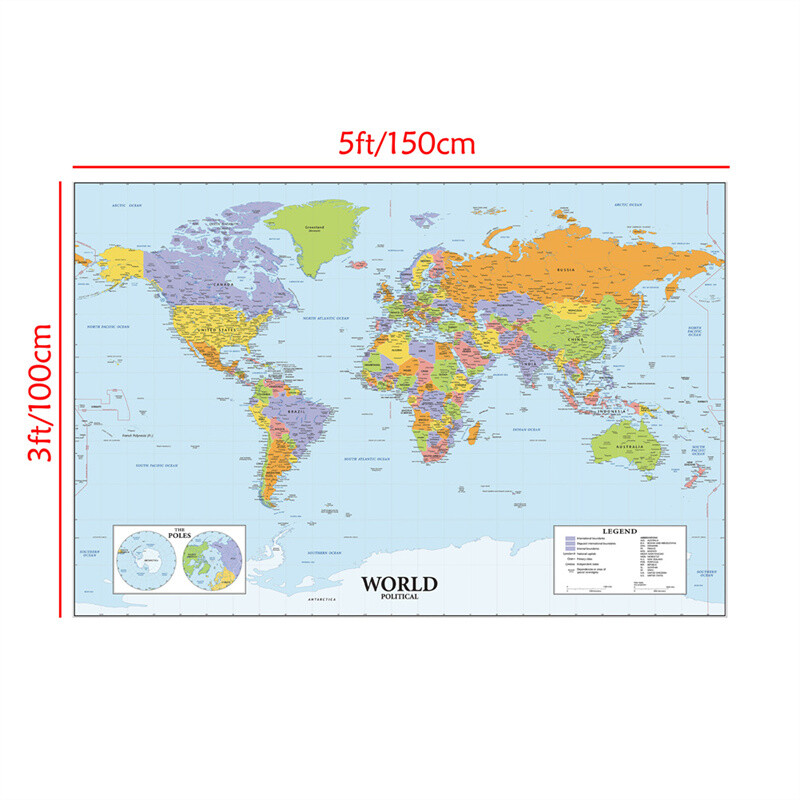 Map of the World Without Flags Map Wall Poster Prints Backdrop Office Decoration