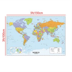 Map of the World Without Flags Map Wall Poster Prints Backdrop Office Decoration