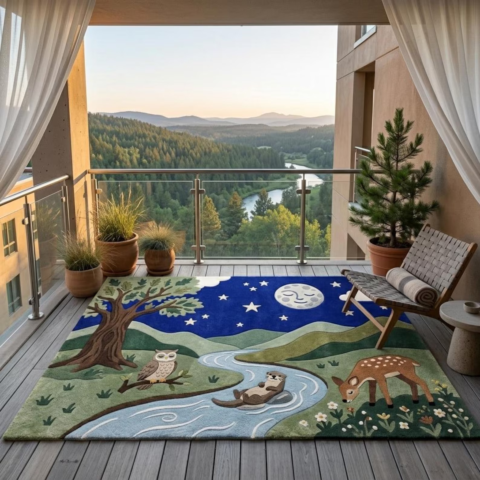 Handmade Wool Rug Woodland Animal Theme Baby Room Decor Nursery Carpet gallery