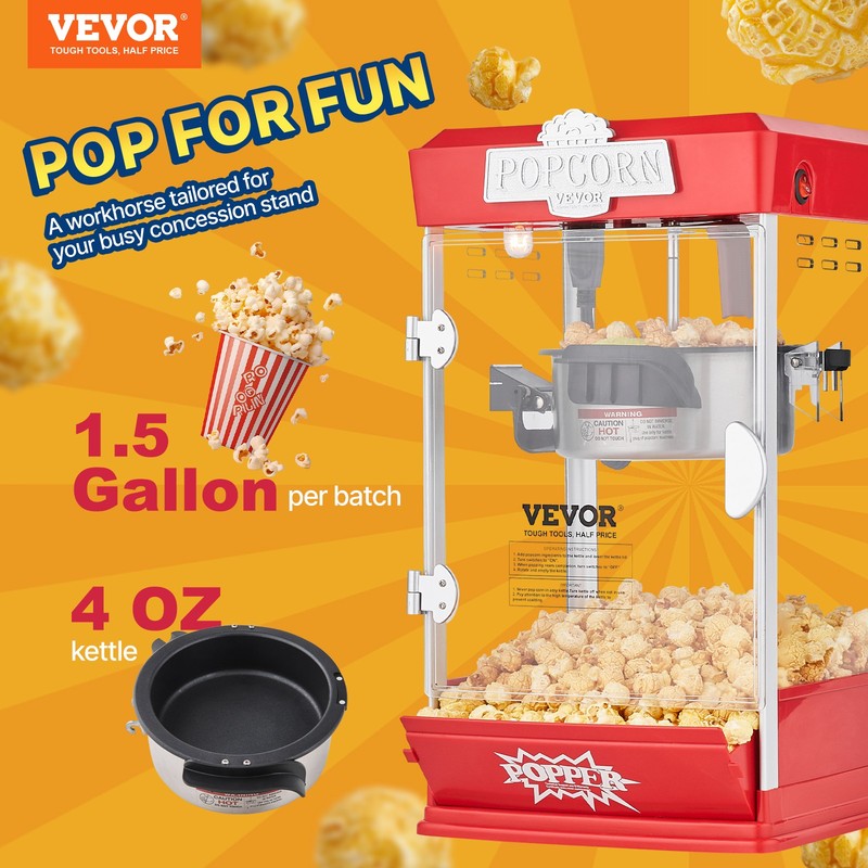 VEVOR Popcorn Popper Machine Tabletop Mini Popcorn Maker 480W 4 Oz Red gallery
