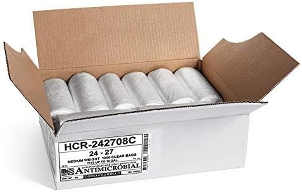 High Density Trash Bags, 12 Gallon, 1000 Count, 8 Micron (Eq), 24" X 27", Clear, gallery
