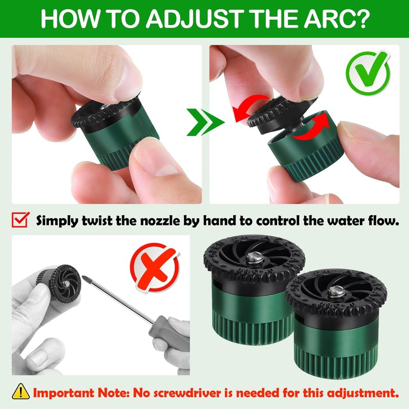 Adjustable Arc Sprinkler Nozzle 10 Pack, 0°360° Full Circle, 12ft Radius gallery