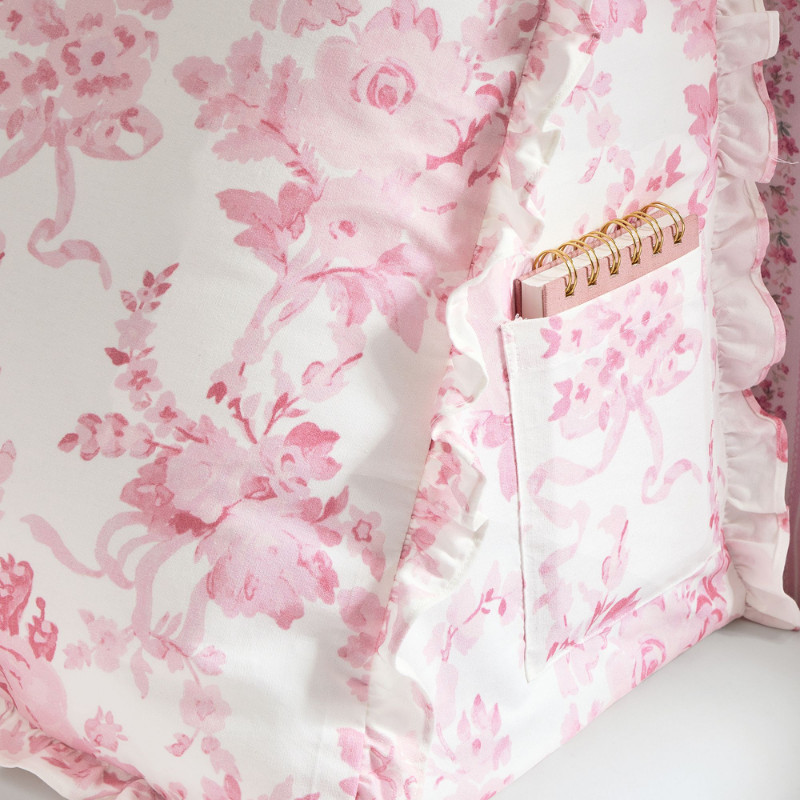 LoveShackFancy Garden Damask Ruffle Wedge Pillow Pink gallery