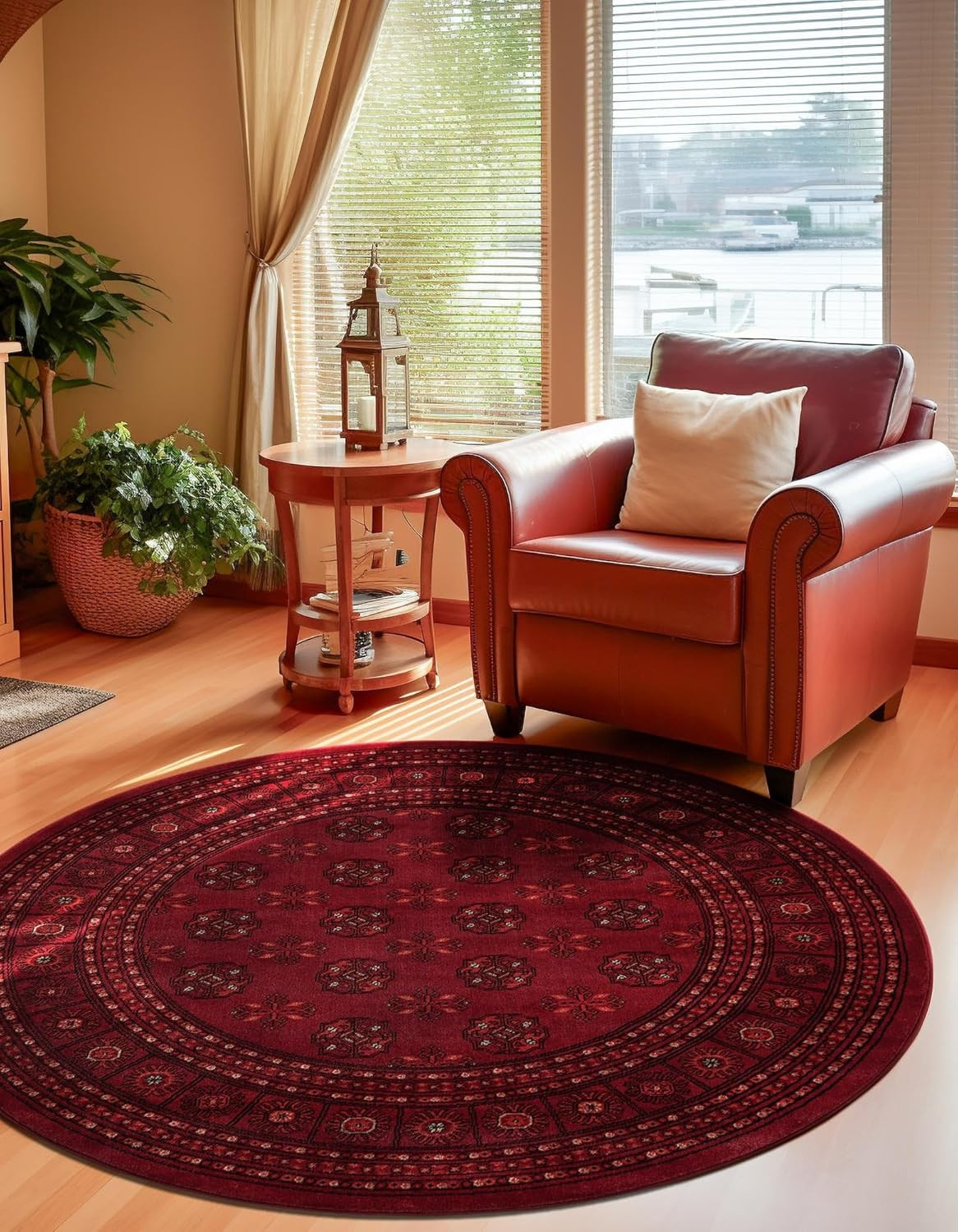 Khan Round Area Rug - 6'1" Red/Terracotta from Tekke Collection gallery