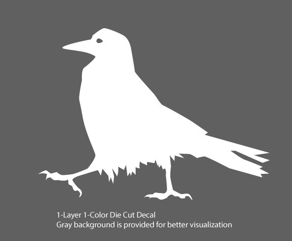Wildlife - Birds - Walking Raven/Crow Decal - 6Yrs Outdoor Vinyl Die-Cut Sticker gallery
