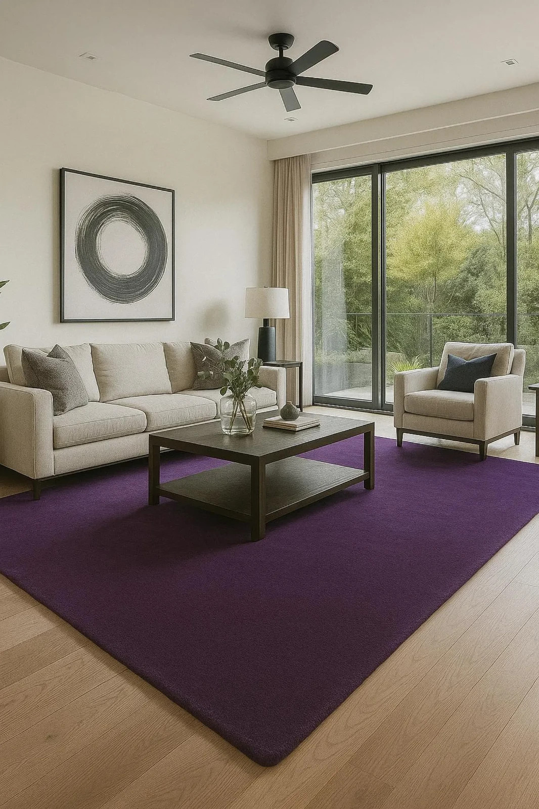 Solid Purple Hand Tufted Wool Rug for Bedroom & Living Room – Modern Minimalist gallery