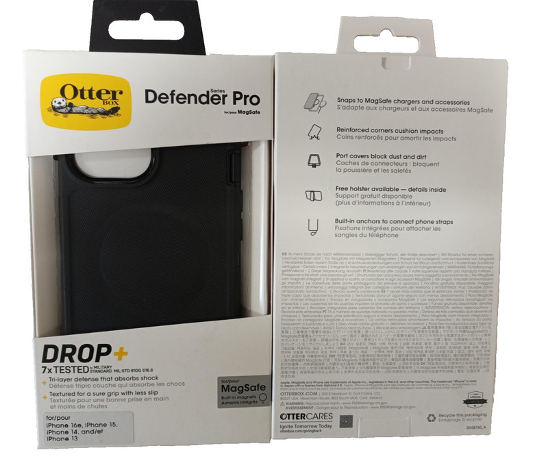 OtterBox Defender Pro Series Case with MagSafe – iPhone 16e/15/14/13 Black