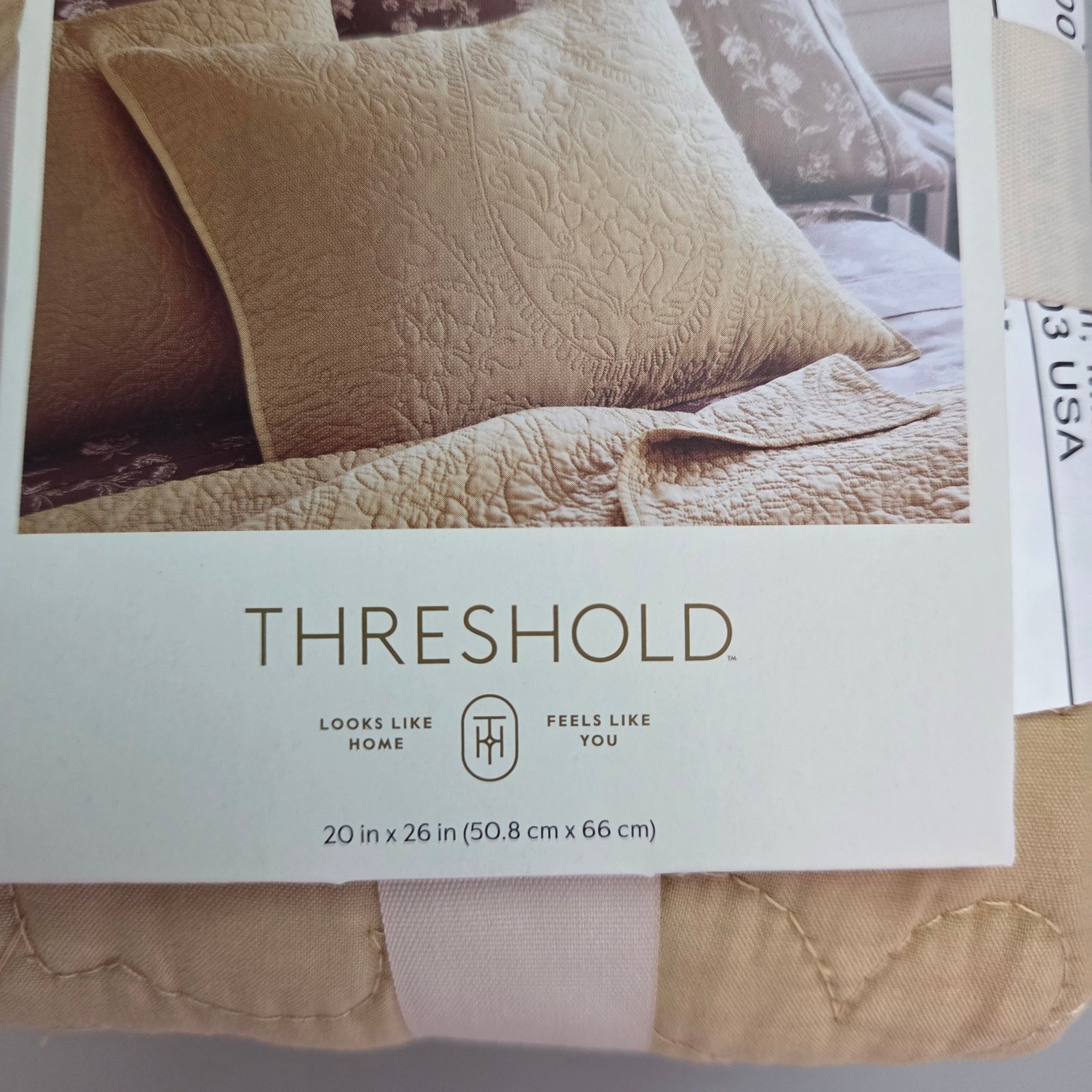 Threshold Garment Washed Paisley Stitch Sham Standard Tan Camel Quilted NEW gallery