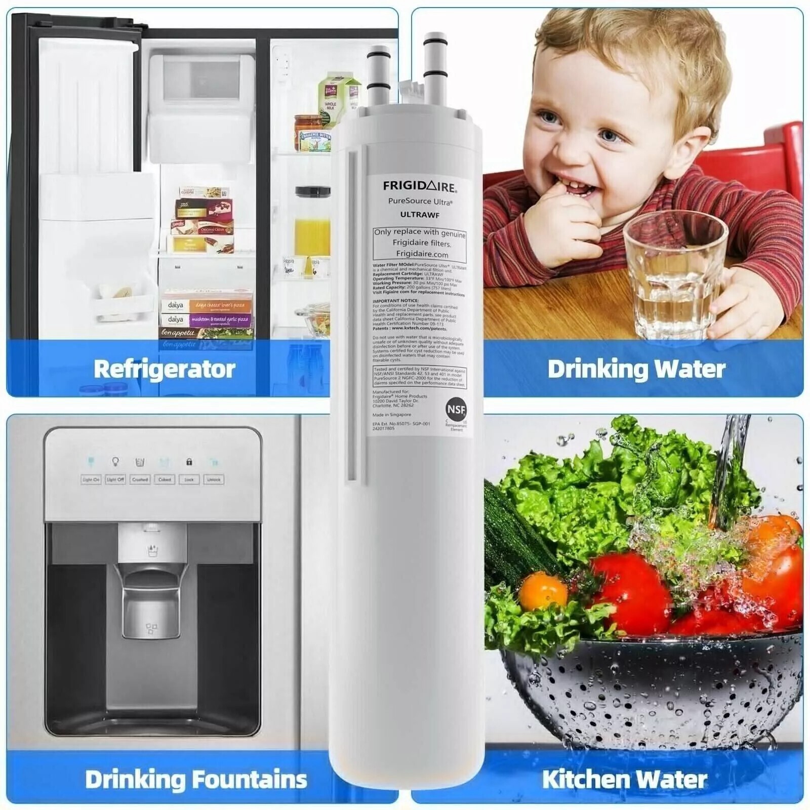 3 Pack ULTRAWF Frigidaire Ultra PureSource Refrigerator Water Filter US Stock gallery