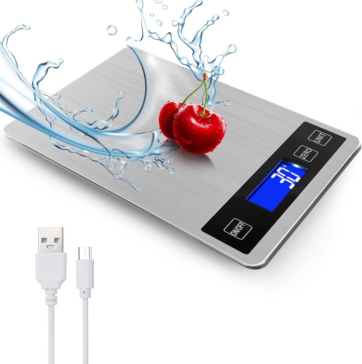 33lb Food Kitchen Digital Scale 1g/0.05oz Precise Graduation USB Charging gallery