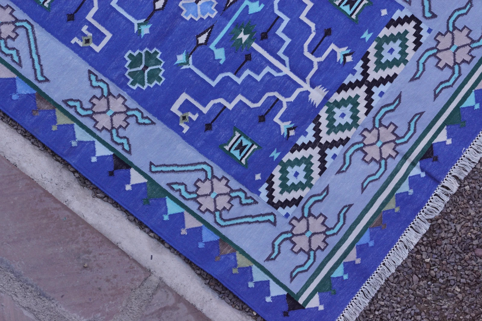 Rugmoda Cotton Blue Tribal Geometric 4x6 Area Rug for Bedroom Living Room gallery
