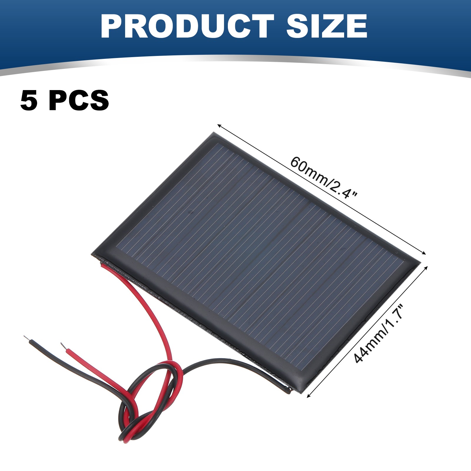 5 Pcs 5V 0.25W 50mA Mini Solar Panels with 2 Cable 60mm x 44mm gallery