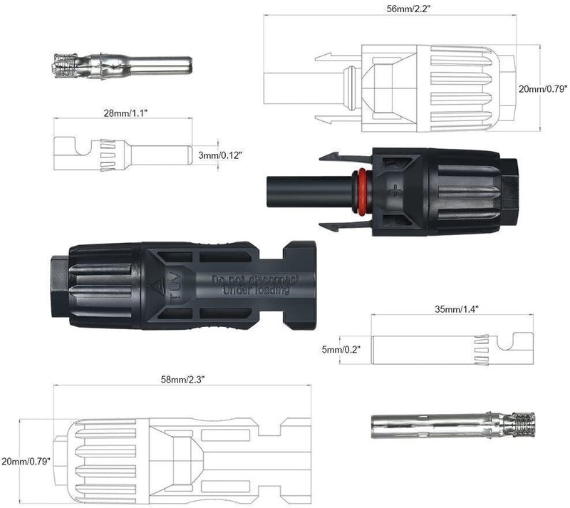 5 Pairs Solar Panel Cable Wire Connectors Adapter Male Female Kit Waterproof 30A gallery
