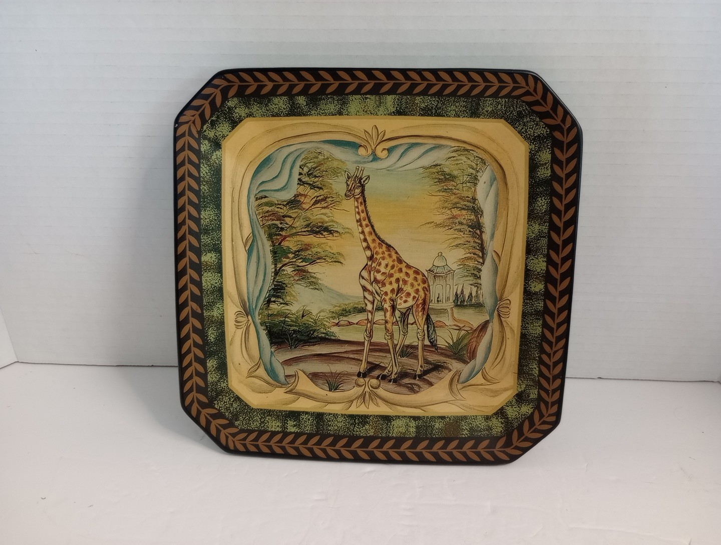 8.5 X 8.5 Handmade Giraffe Themed Decorative Square Plate for Display gallery