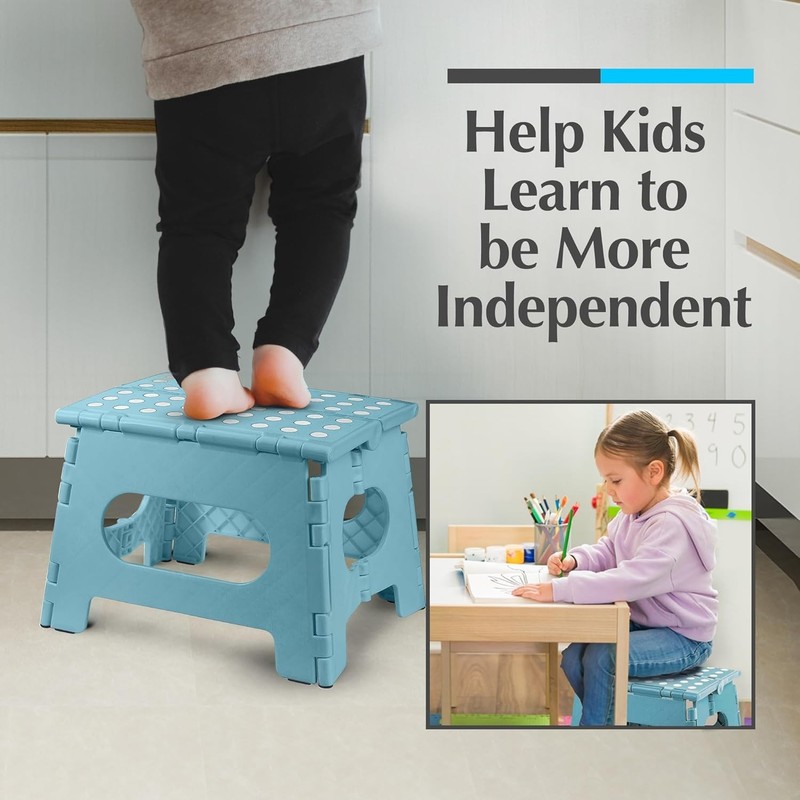 Compact 2-Pack Teal Folding Step Stool - Lightweight & Versatile for All Rooms gallery