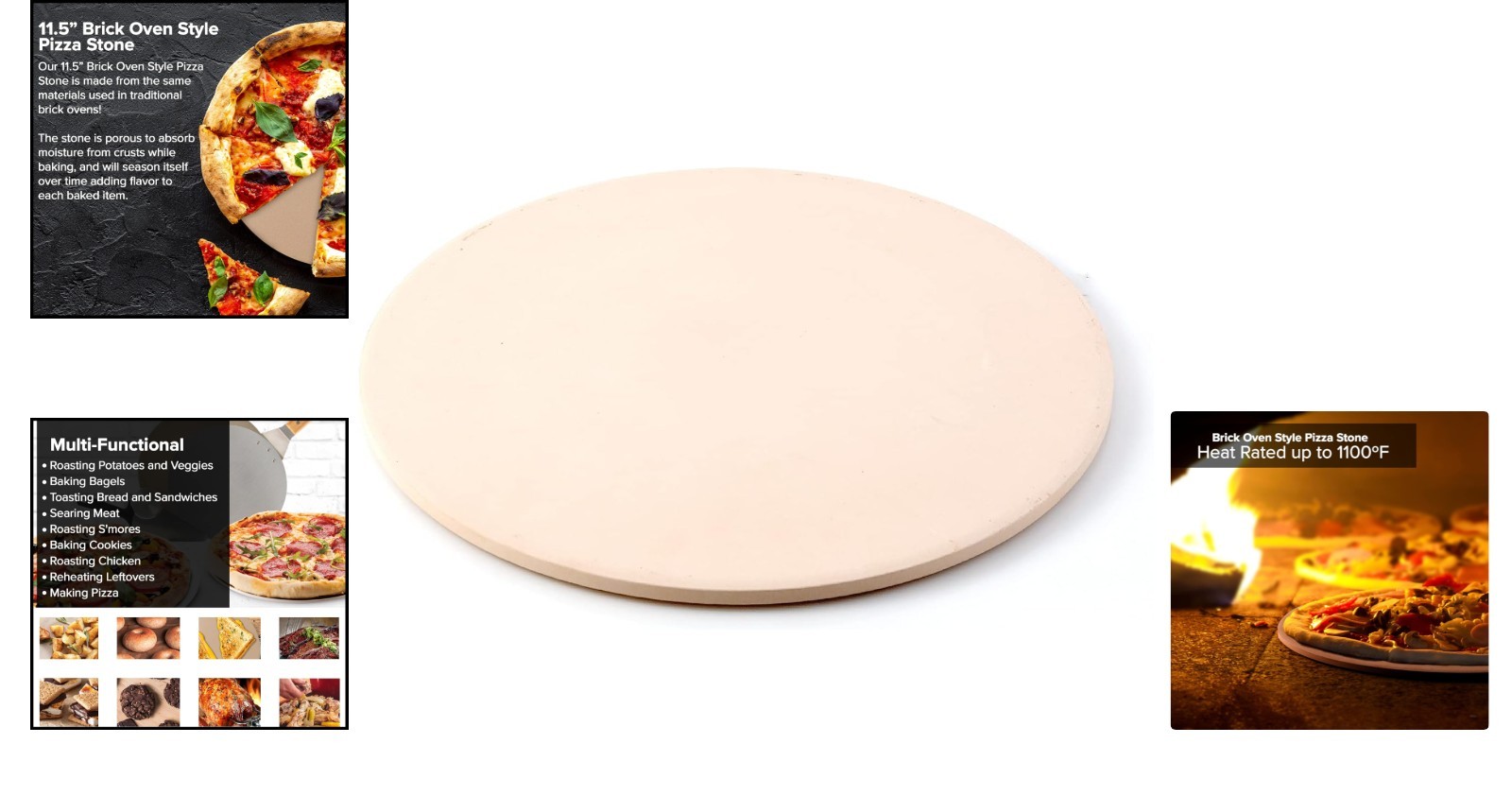 Heavy-Duty Cordierite Pizza Stone for Indoor/Outdoor Grills, 11.5 gallery