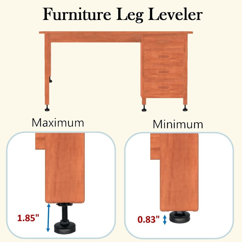 Adjustable Leveling Feet, 4 Pack, 3/8'-16 UNC 3/8”-16 * 4 Sets, Black gallery