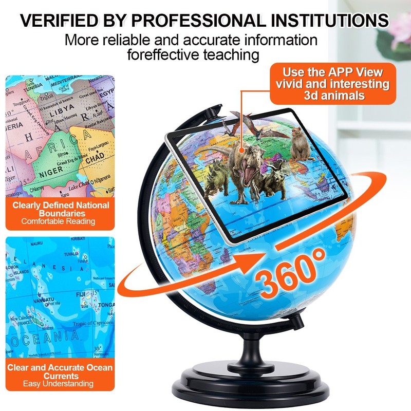 3D AR Interactive AR World Globe LED Night Light Geography Learning Desk Decor gallery