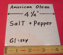 1 pc. Salt + Pepper Glossy Ceramic Tile by American Olean 4-1/4″ New Stock, Mint