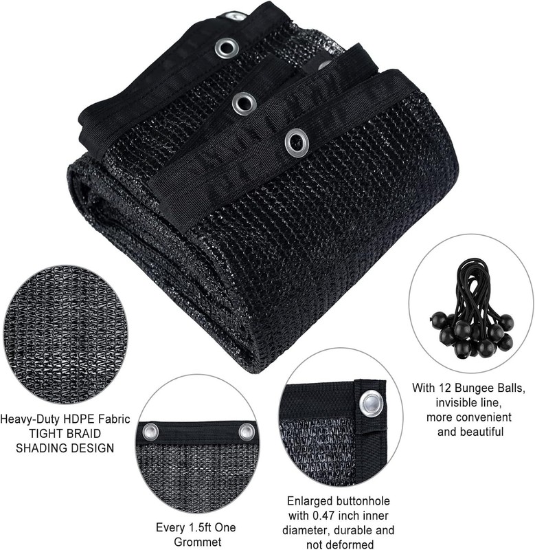 High-Quality Black Shade Fabric 6' x 8' with 90% Sun Block & Aluminum Grommets gallery
