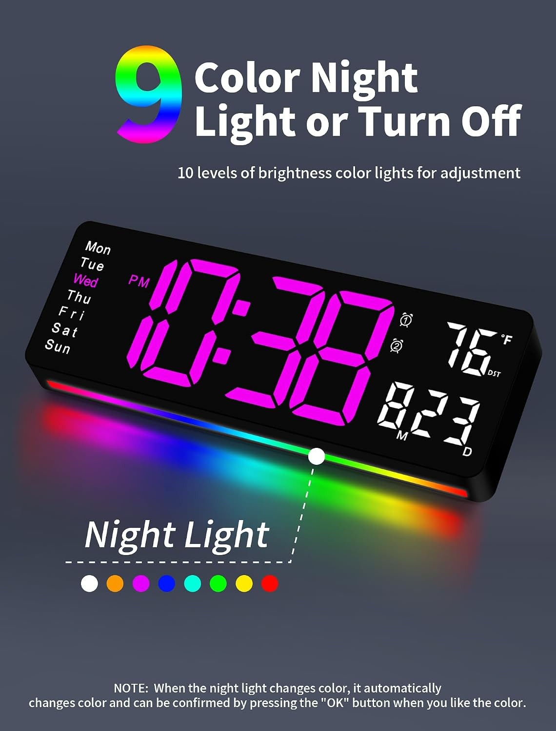 Digital Wall Clock, 16" Large Display Digital Clock with Remote Control Dimming gallery