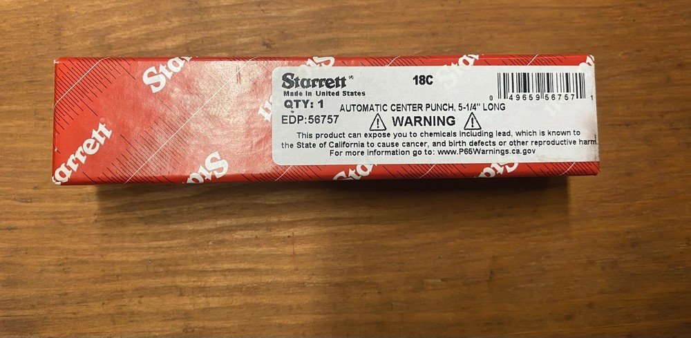 Starrett 18C Automatic Center Punch, Steel, 5-1/4 in Long, Gray/Black